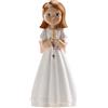 dekora - Cake topper comunione bambina con rosario e fiocco rosa 16 cm, Figura decorativa per torte di Prima Comunione