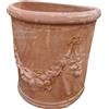 Toscana Vaso a Parete Semicircolare in Terracotta Toscana Lavorato Pianta Rosa cm 62