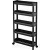 Cecaro Group Carrello Slim Salvaspazio da Cucina Bagno Carrellino Portaoggetti 5 Ripiani Nero