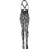Music Legs Peek-A-Boo Catsuit con Entrepierna Abierta - Negro - 120 Gr