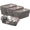 Cetomo Cesti portaoggetti in plastica con manici, scatole portaoggetti, organizzatore con fori, contenitori aperti per scaffali, confezione da 12, colore nero trasparente (30,5 x 15 x 8,5 cm)