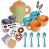 alldoro 60420 Set da cucina con caffettiera - set da 17 pezzi per la cucina dei bambini, in plastica e paglia di grano, ecologico