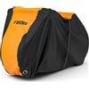 Favoto Custodia Bici Telo Copribici per 2-3 Bicicletta, Copertura Biciclette da Esterno Telo per Scooter, Resistente a Polveri/Pioggia/Neve/UV, con Cintura Regolabile (Arancione Nero)