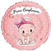 Ciao Palloncino foil balloon mylar round tondo (46cm, 18'') Primo Compleanno, rosa