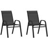 vidaXL Sedie da Giardino Impilabili 2 pz in Tessuto Textilene Nero