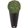 WELL HOME MOBILIARIO & DECORACIÓN Set di pentole Rato 27 litri con inserto 30 x 30 x 57,2 cm in colore ocra scuro + Sfera di bosso diametro 36 cm