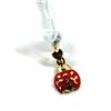 CIONDOLO PENDENTE IN ORO GIALLO 9K COCCINELLA SMALTATA PICCOLO LUNGHEZZA 10 MM