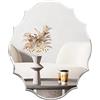 Muzilife Specchio da parete ovale senza cornice, 22 x 28, smussato smerlato, argento, vetro spesso 5 mm, pannello posteriore in MDF, perfetto per bagno, camera da letto, soggiorno o ingresso