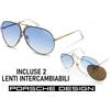 Porsche Design Occhiali da sole uomo e donna Porsche Design aviatore titanium p8478 lenti blu