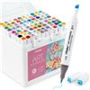 Ohuhu Pennarelli ad alcool 80 colori a base di alcool 1 miscelatore incolore scalpello