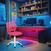 FurnitureR Compact Kids Gaming Chair, Hollow PP Backrest, Adjustable Height, Ergonomic Swivel Sponge Seat, 5-Wheel Iron Base, for Teens & Childrens Drawing, Gaming, Classroom, Deep Pink, 38,5 x 40 x