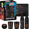HÔMADICT Naruto Shippûden - Coffret cadeau (Sceau Kyubi) : bouteille d'eau en métal isotherme 500ml, verre et dessous de verre