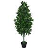 Leaf Design UK - Vaso in plastica artificiale, 120 cm (4 piedi), con piramide di alloro, extra large, colore: nero, cono verde