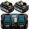 Drrivotk 2 batterie di ricambio da 18 V per Makita e doppio caricabatterie,