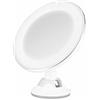 Orbegozo ESP 1010 - Specchio cosmetico con luce LED, regolabile a 360 gradi, ingrandimento 10x, ventosa regolabile, vetro ottico, funzionamento a batteria, grigio, bianco