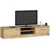 LBSIGN Mobile Porta TV 160 Cm 2 Ante 2 Vani A Giorno Artika Bianco/Legno