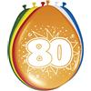 Folat Palloncini multicolori 80 anni - 8 pezzi
