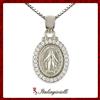 Collana Medaglia Madonna Miracolosa Donna in Argento 925 Rodiato Oro Bianco