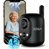 Xega 4G Telecamera Interno con SIM Senza Fili, 2K Videocamera Senza WiFi