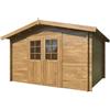 BricoShop24 Casetta in Legno Impregnato 358x296 cm Blockhouse 28 mm Porta Doppia