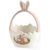 Paben Cestino con Coniglio e Uova Decorazione Pasquale Portaoggetti 17.7cm in Ceramica