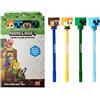 Pukator Minecraft Penne Cancellabili Blu e Nero con Topper in Silicone Set 4 Pezzi