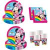 Procos - Decorazione per compleanno Minnie Mouse Rainbow, 52 pezzi, piatti, bicchieri e tovaglioli di carta per feste di compleanno per bambini, articoli per la tavola