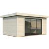BricoShop24 Casetta in Legno Naturale 28 mm 450x330 cm Porta Scorrevole in Vetro