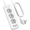 SUDEERY Ciabatta elettrica a 3 prese con 3 USB, SUDEERY Ciabatta multifunzionale