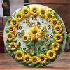 Orologio da Parete Moderno 25 cm - Design Foglie Verdi Girasoli per Casa 2D