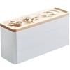 YAMAZAKI 5811 RIN 3Tiered Slim Accessory Case with Lid, white, ABS Resin/Wood, 24 x 8 x 11.5 cm