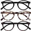 OPULIZE Zen 3 Pacco Occhiali Da Lettura Nero Luce Buio Marrone Piccolo Uomo Donna RRR24-11T2 +3,00
