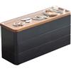 YAMAZAKI 5810 RIN 3Tiered Slim Accessory Case with Lid, black, ABS Resin/Wood, 24 x 8 x 11.5 cm