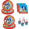 Procos - Decorazione per compleanno Sonic, 52 pezzi, piatti, bicchieri e tovaglioli di carta per feste di compleanno per bambini, articoli per la tavola