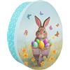 Idena 31907 - Scatola Regalo con Coperchio, Dimensioni 16,5 x 22 x 8,5 cm, Scatola Regalo per Pasqua con Motivo di Coniglietti pasquali in Turchese e Bianco