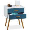 Relaxdays Mobiletto da Salotto in Design Scandinavo, 2 Cassetti Retrò,