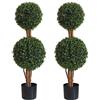 OAZALDA, Albero topiario realistico per interni ed esterni, 90 cm, doppia sfera, albero topiario artificiale per veranda, casa, giardino, decorazione (set da 2)