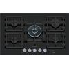Siemens ER7A6RH40 iQ700 Piano cottura a gas, 75 cm, tecnologia stepFlame cookConnect, cappa automatica intelligente, display digitale, bavaglio in metallo rimovibile, vetro temperato, Home Connect