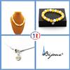 A Bijoux Pietre E Minerali. Set Gioielli Bracciale Collana Perle Agata Gialla + Pietra