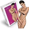 Obsessive N102 Tuta Bodystocking Tutina Nera con Spalline Sottili in Rete a Maglia Larga