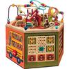 B. toys Youniversity, cubo attività in Legno con 6 Lati di Gioco | Centro attività con 6 lati di gioco, alfabeto, numeri, forme, perline e percorsi; struttura in legno massello; 1+ anni