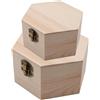 Palucart 2Pz Scatole In Legno Portagioie Esagonale, 19x16x9,5 cm e 15x13x6,5 cm - 648