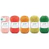 120 Gründl Filato Cotton Quick uni - filato sottile per uncinetto e maglia - filato lucido e delicato sulla pelle - 100% cotone - 5 gomitoli da 50 g / 125 m - ferri e uncinetto n. 3-4 - Arancione-Verde