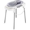 Rotho Babydesign TOP Stazione per bagnetto, Con vaschetta, cavalletto, schienale rimovibile e tubo di scarico flessibile, 0-12 mesi, Grigio (Stone Grey), 21042 0286 01