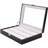 Does not apply COFANETTO PORTA OROLOGI 24 POSTI in SIMILPELLE COPERCHIO in VETRO 43X28X9,5Cm