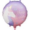 Subitodisponibile Palloncino in FOIL MYLAR rotondo Buon Compleanno con UNICORNO - 35 cm 1G3A