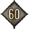 Subitodisponibile Palloncino in FOIL MYARL Rombo nero con numero 60 oro - 46 cm 1G3A
