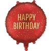 Subitodisponibile Palloncino in FOIL MYLAR rotondo scritta HAPPY BIRTHDAY ROSSO - 35 cm 1G3A
