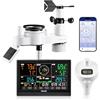 VEVOR Stazione Meteorologica Wi-Fi con APP, Display VA da 190 mm, Sensore Esterno Wireless Alimentato a Energia Solare, Pluviometro, con Termometro per Piscina per Previsioni del Tempo Temperatura