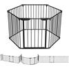 VOUNOT® Barriera di Sicurezza 375 cm per Bambini e Cani, Cancello Cancelletto Griglia di Sicurezza per Camino, Preassemblato, 6 Pannelli Barriera Protettiva Pieghevole per Porte o Scale, Nero
